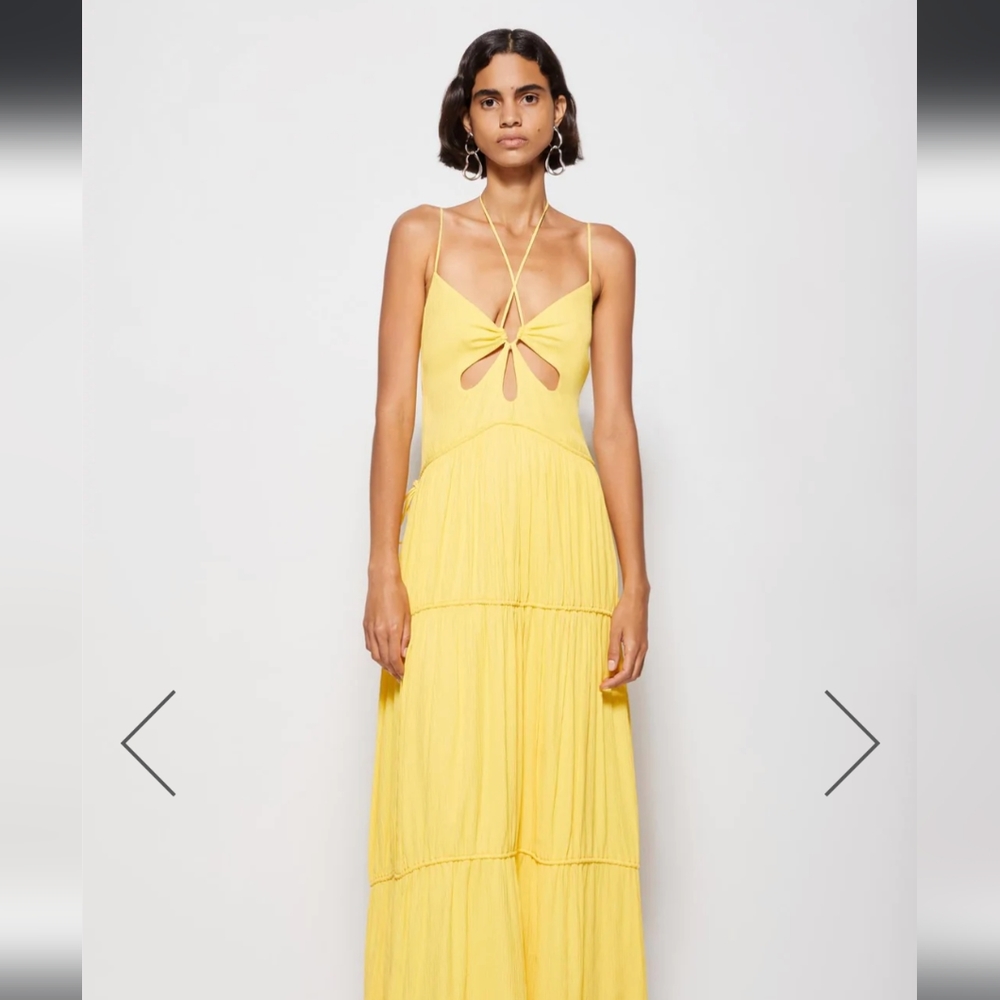 Jonathan Simkhai Yellow Twist Cutout Maxi Dress